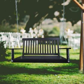 Front Porch Swing with Armrests, Wood Bench Swing with Hanging Chains,for Outdoor Patio ,Garden Yard, porch, backyard, or sunroom,Easy to Assembl