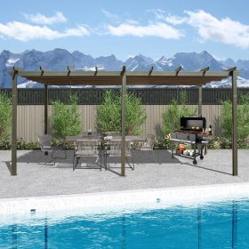 11 X 20 FT Outdoor Living Outdoor Retractable Pergola with Weather-Resistant Canopy Aluminum Garden Pergola Patio Grill Gazebo for Courtyard -Dar