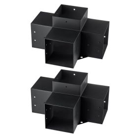 VEVOR Pergola Bracket Kit 6''x6'', 2pcs 4-Way Heavy Duty Corner Bracket Woodworks DIY Post Base Kit, Easy Installation Wooden Beams for Gazebos