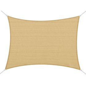Outsunny 13' x 20' Rectangle Sun Shade Sail Canopy Outdoor Shade Sail Cloth for Patio Deck Yard with D-Rings and Rope Included - Sand (Color: as Pic)