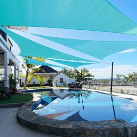 Artpuch Custom Size Mixed Turquoise Sun Shade Sail Triangle Canopy 185 GSM Durable Fabric UV Block Awning for Outdoor Patio Garden Backyard (Cust (Color: Mixed Turquoise, size: 25X27X27)