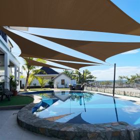 Artpuch Custom Size Brown Sun Shade Sail Triangle Canopy 185 GSM Durable Fabric UV Block Awning for Outdoor Patio Garden Backyard (Customized Ava (Color: Brown, size: 06x06x08.5)