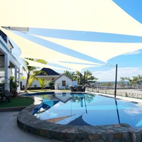 Artpuch Custom Size Cream Sun Shade Sail Triangle Canopy 185 GSM Durable Fabric UV Block Awning for Outdoor Patio Garden Backyard (Customized Ava (Color: Cream, size: 14x21x25.2)