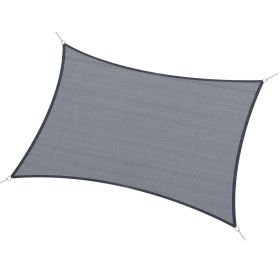 Outsunny 13' x 20' Rectangle Sun Shade Sail Canopy Outdoor Shade Sail Cloth for Patio Deck Yard with D-Rings and Rope Included - Gray (Color: as Pic)
