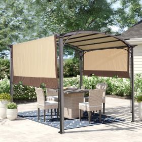 11 x 9 Ft Outdoor Pergola Retractable Shade Canopy Arched Gazebo with Adjustable Waterproof Sun Shade Pergola for Garden Lawn Deck (Beige) (Color: as Pic)